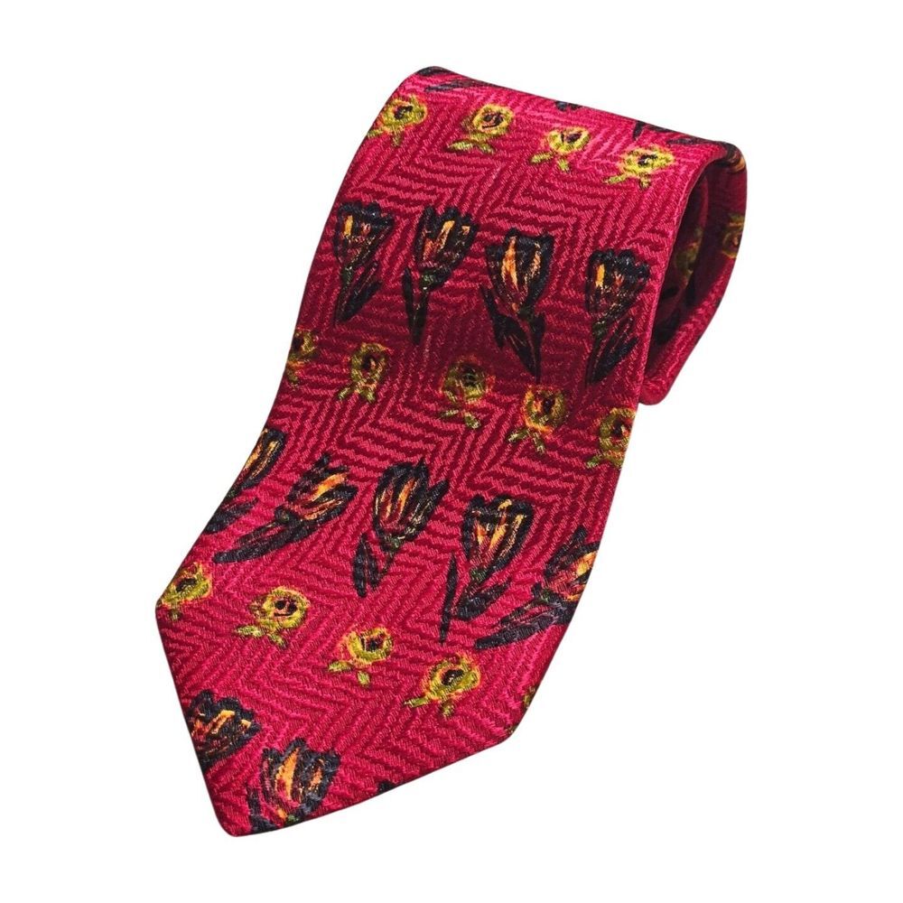Ermenegildo Zegna Silk Tie Made In Italy Floral Abstract 60" Long 4" Wide